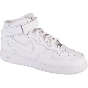 Nike Air Force 1 Mid Leather GS Boys Shoes Size 5 ، Color: White/White in Saudi Arabia
