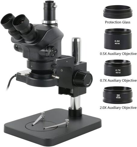 Industrial Lab Simul-Focal 50X 100X Stereo Microscope Trinocular Microscope + 0.5X 1.0X 0.7X 1.5X 2.0X Auxiliary Objective Lens (with 0.7X 0.5X) in Saudi Arabia