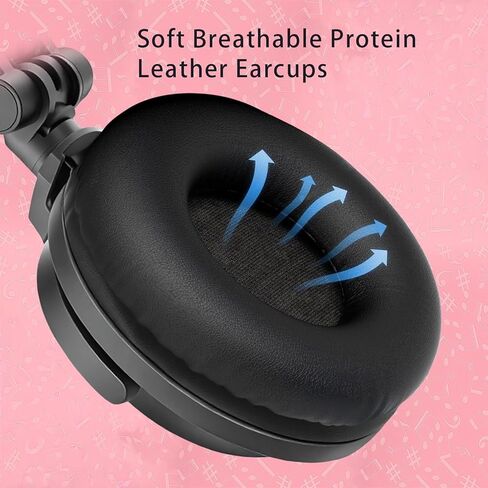 Olyre Kitty Cat Ear Wired Headphones for Kids Teens Adults-with Rechargeable LED Light and 3.5mm Jack,Foldable & Lightweight, Compatible with Android, Tablet, PC (Black & Pink) in Kuwait