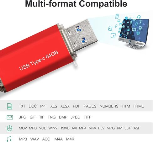 128GB USB-Flash-Drive Dual USB 3.0 Type C + USB A Portable Type-C Flash Drive 2-in-1 USB-C Flash Thumb Drive Metal Housing for Smartphone/Tablet/Computer/Mac (Black) in Saudi Arabia