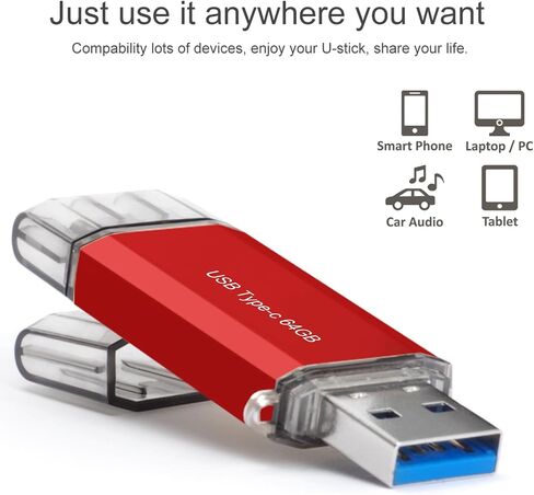128GB USB-Flash-Drive Dual USB 3.0 Type C + USB A Portable Type-C Flash Drive 2-in-1 USB-C Flash Thumb Drive Metal Housing for Smartphone/Tablet/Computer/Mac (Black) in Saudi Arabia