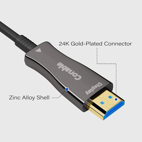4K HDMI Cable 500 FT, High Speed Fiber Optic HDMI Cable, Unidirectional 18Gbps, Ultra HD, Supports 4K@60Hz, 4:4:4 RGB, HDCP 2.2, 3D ARC, HDR10, Dolby Vision, Zinc Alloy Shell, Slim Cable, OD : 4.8mm in Saudi Arabia