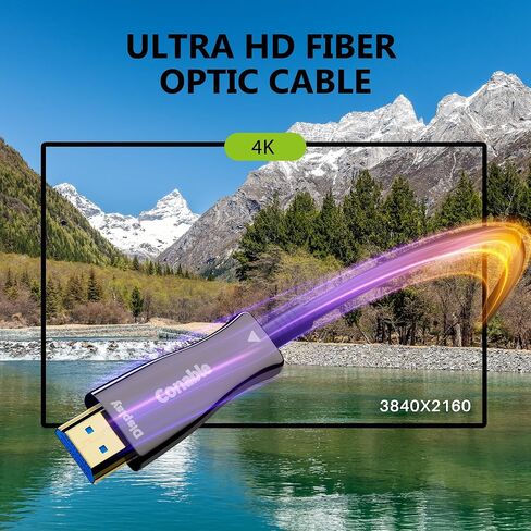 4K HDMI Cable 500 FT, High Speed Fiber Optic HDMI Cable, Unidirectional 18Gbps, Ultra HD, Supports 4K@60Hz, 4:4:4 RGB, HDCP 2.2, 3D ARC, HDR10, Dolby Vision, Zinc Alloy Shell, Slim Cable, OD : 4.8mm in Saudi Arabia