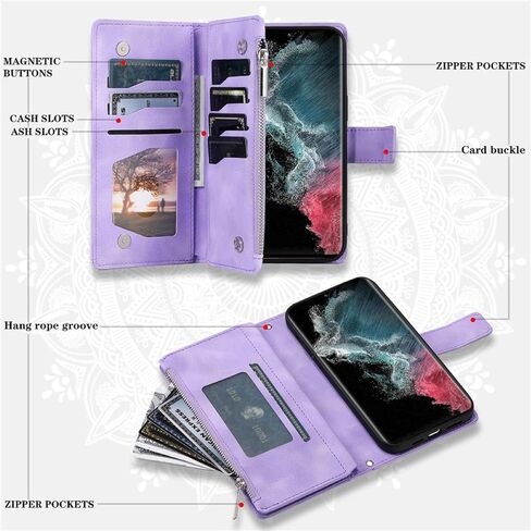 for Samsung S25 Ultra Crossbody Leather Flip Case Lanyard Zip Wallet Phone Cover(for Samsung S25 Ultra/Red) in Saudi Arabia