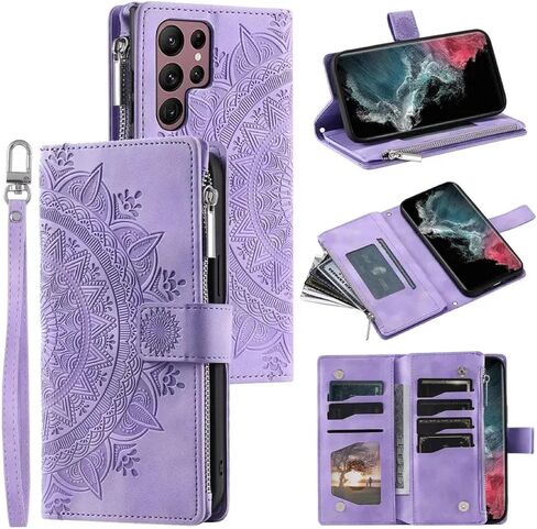 for Samsung S25 Ultra Crossbody Leather Flip Case Lanyard Zip Wallet Phone Cover(for Samsung S25 Ultra/Red) in Saudi Arabia