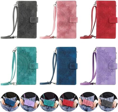 for Samsung S25 Ultra Crossbody Leather Flip Case Lanyard Zip Wallet Phone Cover(for Samsung S25 Ultra/Red) in Saudi Arabia