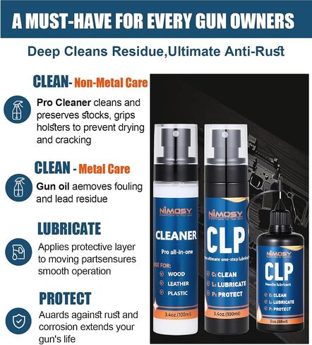 CLP Gun Cleaning Oil kit-Includes Pro Cleaner, CLP Lubricant, Brushes, Picks Swabs and Cloth, Complete Gun Cleaner and Oil Supplies for Rifle Pistol Firearm Maintenance,Gifts for Men in Saudi Arabia