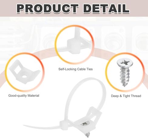 MECCANIXITY 60pcs 1.1" Cable Tie Saddle Type Mounts Base with 6" Cable Zip Ties and M5 Tapping Screws, Wire Organizer Holder Clamps Set, Black in Saudi Arabia
