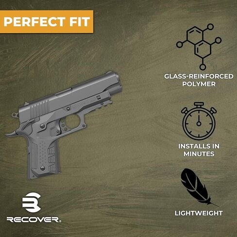 Recover Tactical CC3C Compact 1911 Grip and Rail System for The Compact Officer's Size 1911, No Modifications Required, Installs in Under 3 Minutes in Saudi Arabia