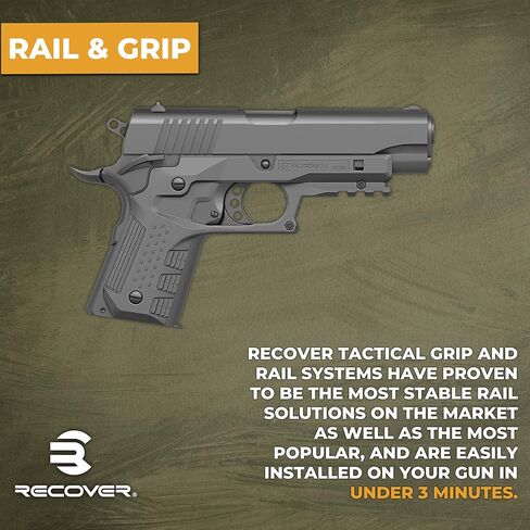 Recover Tactical CC3C Compact 1911 Grip and Rail System for The Compact Officer's Size 1911, No Modifications Required, Installs in Under 3 Minutes in Saudi Arabia
