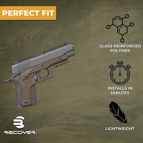 Recover Tactical CC3C Compact 1911 Grip and Rail System for The Compact Officer's Size 1911, No Modifications Required, Installs in Under 3 Minutes in Saudi Arabia