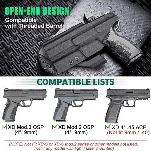 WARRIORLAND IWB Kydex Holster, Compatible with Springfield XD MOD.3 & MOD.2 9mm / XD 4" .45 – Concealed Carry Holster with Optic Cut & Claw, Adj. Cant & Retention, Inside Waistband Carry, Right Hand in Saudi Arabia