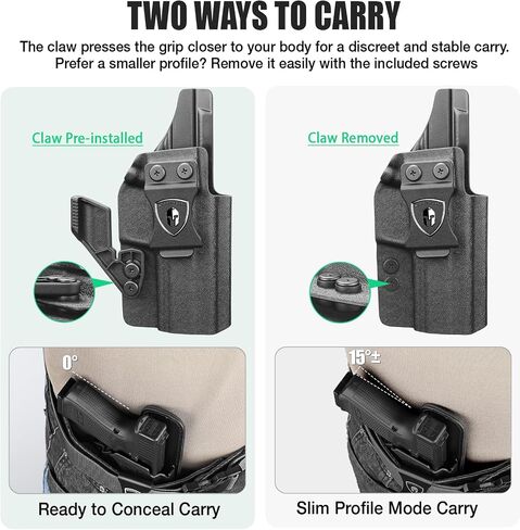 WARRIORLAND IWB Kydex Holster, Compatible with Springfield XD MOD.3 & MOD.2 9mm / XD 4" .45 – Concealed Carry Holster with Optic Cut & Claw, Adj. Cant & Retention, Inside Waistband Carry, Right Hand in Saudi Arabia