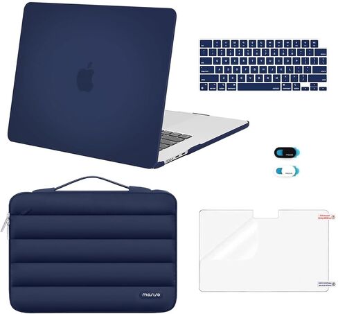 حافظة MOSISO متوافقة مع جهاز MacBook Air 15 بوصة إصدار 2025 2024 2023 M4 A3241 M3 A3114 M2 A2941 Touch ID، هيكل صلب من البلاستيك وحقيبة منتفخة وغطاء لوحة مفاتيح وغطاء كاميرا ويب وفيلم شاشة، رملي in Kuwait