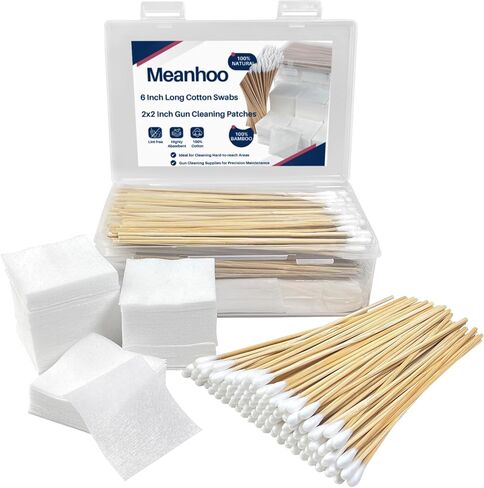 مجموعات تنظيف الأسلحة، رقع تنظيف أسلحة خالية من الوبر للأسلحة النارية، مسحات قطنية طويلة بطول 6 بوصات، قماش نظيف عالي الامتصاص للصيانة الشاملة للأسلحة النارية in Kuwait
