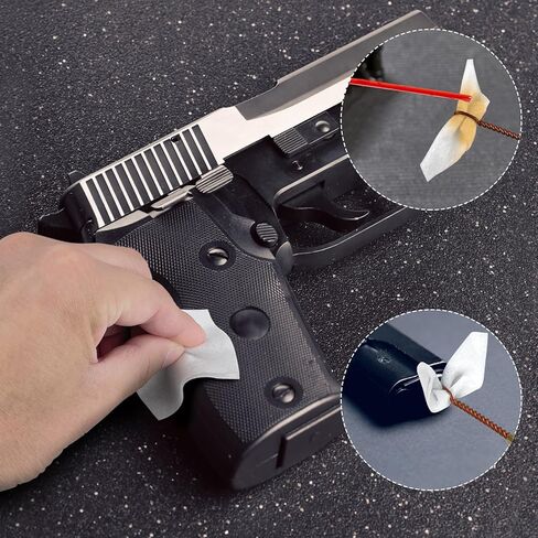 مجموعات تنظيف الأسلحة، رقع تنظيف أسلحة خالية من الوبر للأسلحة النارية، مسحات قطنية طويلة بطول 6 بوصات، قماش نظيف عالي الامتصاص للصيانة الشاملة للأسلحة النارية in Kuwait