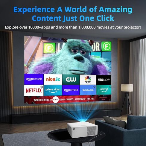 [Licensed & Auto Focus] 4K Projector with WiFi 6 and Bluetooth, Licensed Outdoor Projector, 1800 ANSI Lumens Auto Focus Dolby Audio Portable Smart Projector with HDR10+ in Saudi Arabia