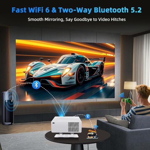 [Licensed & Auto Focus] 4K Projector with WiFi 6 and Bluetooth, Licensed Outdoor Projector, 1800 ANSI Lumens Auto Focus Dolby Audio Portable Smart Projector with HDR10+ in Saudi Arabia