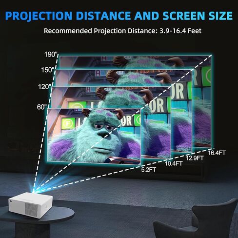 [Licensed & Auto Focus] 4K Projector with WiFi 6 and Bluetooth, Licensed Outdoor Projector, 1800 ANSI Lumens Auto Focus Dolby Audio Portable Smart Projector with HDR10+ in Saudi Arabia
