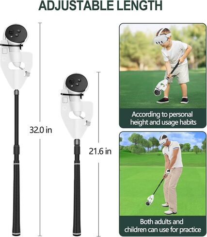 VR Golf Club متوافق مع ملحقات Meta Oculus Quest 3S/3، مرفق مقبض نادي الجولف القابل للسحب لحمل وحدة تحكم الواقع الافتراضي، ملحق مقبض الجولف الواقعي الواقعي، تعزيز تجربة ألعاب الجولف in Kuwait