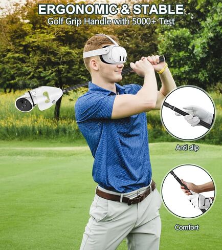 VR Golf Club متوافق مع ملحقات Meta Oculus Quest 3S/3، مرفق مقبض نادي الجولف القابل للسحب لحمل وحدة تحكم الواقع الافتراضي، ملحق مقبض الجولف الواقعي الواقعي، تعزيز تجربة ألعاب الجولف in Kuwait