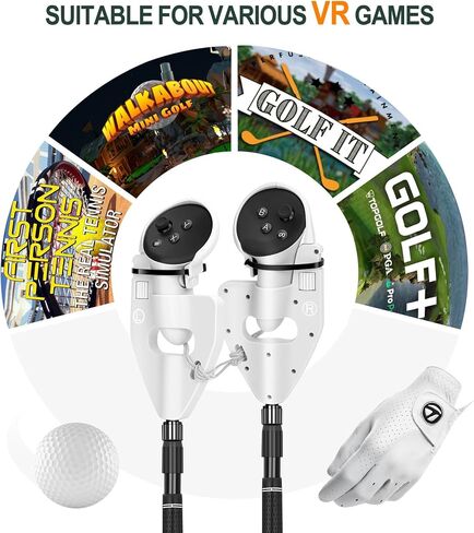 VR Golf Club متوافق مع ملحقات Meta Oculus Quest 3S/3، مرفق مقبض نادي الجولف القابل للسحب لحمل وحدة تحكم الواقع الافتراضي، ملحق مقبض الجولف الواقعي الواقعي، تعزيز تجربة ألعاب الجولف in Kuwait