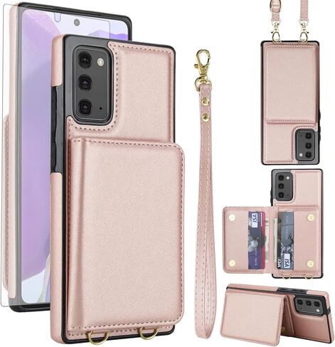 حافظة هاتف Asuwish لهاتف Samsung Galaxy Note 20 5G مع واقي شاشة من الزجاج المقسى وحزام المعصم RFID الذي يحجب حامل بطاقة الائتمان Note20 Notes 20s Twenty Not S20 Women باللون الأرجواني الداكن in Saudi Arabia
