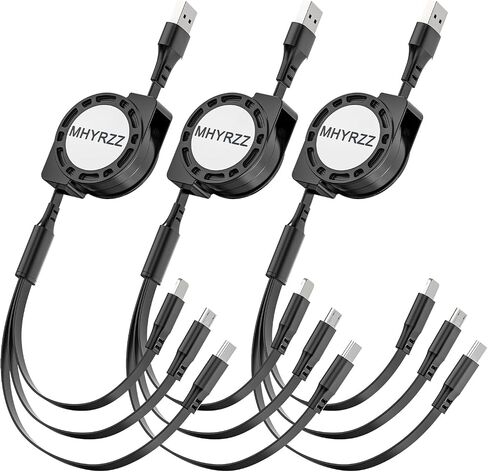 Multi Charging Cable, 3 in 1 Charging Cable 3 Pack，with Type C/iOS/Micro USB Port Connector, Compatible with Cell Phones17 Air 16/15/14/13/12/11/S24/S23/S20+ Cell Phones Tablets Universal Use in Saudi Arabia