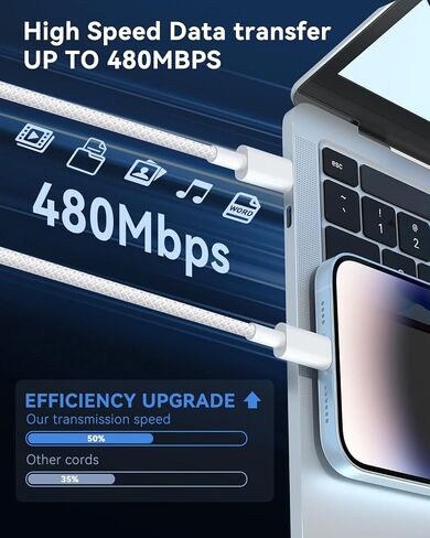 كابل USB C إلى Lightning 3M/10FT، [معتمد من Apple MFi] سلك شاحن iPhone سريع مضفر لتوصيل الطاقة من النوع c إلى كابل Lightning شحن سريع لهاتف Apple iPhone 14 13 12 11 Pro Max X 8 7 Plus والمزيد in Kuwait