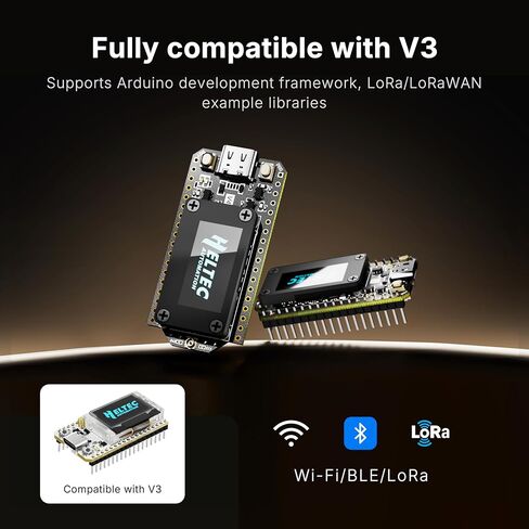 مجموعة لوحة تطوير Heltec WiFi LoRa 32 V4 مع علبة بطارية ESP32 S3 SX1262 27dBm OLED Display لشبكة IoT Arduino للاتصالات اللاسلكية (بطارية 3000 مللي أمبير في الساعة + هوائي + علبة) in Kuwait