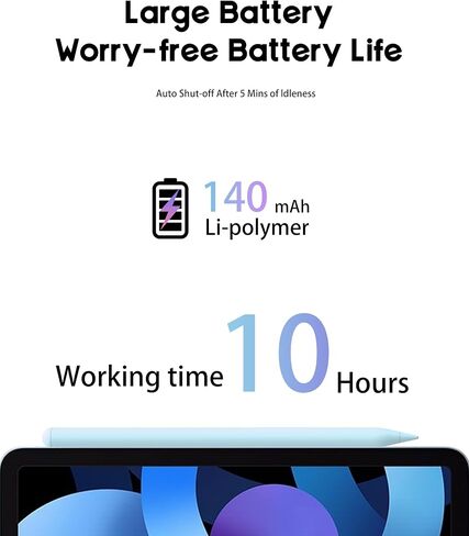قلم ستايلس لجهاز iPad 2018-2025، حساسية للإمالة، شحن سريع USB-C، بطارية 10H، إصدار أزرق in Saudi Arabia