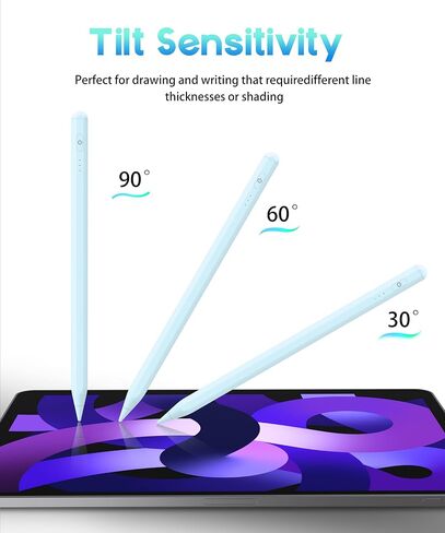 قلم ستايلس لجهاز iPad 2018-2025، حساسية للإمالة، شحن سريع USB-C، بطارية 10H، إصدار أزرق in Saudi Arabia