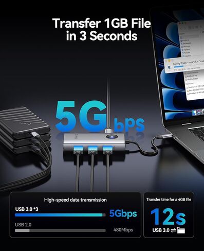 ORICO 6-in-1 USB C Docking Station with 4K HDMI, 2.5G Ethernet, 100W PD Charging, 2 USB-A 3.0 & 1 USB-C 3.0 Ports (5 Gbps), Multiport Adapter for Windows, Mac in Saudi Arabia
