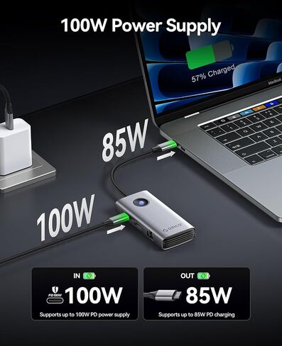 ORICO 6-in-1 USB C Docking Station with 4K HDMI, 2.5G Ethernet, 100W PD Charging, 2 USB-A 3.0 & 1 USB-C 3.0 Ports (5 Gbps), Multiport Adapter for Windows, Mac in Saudi Arabia