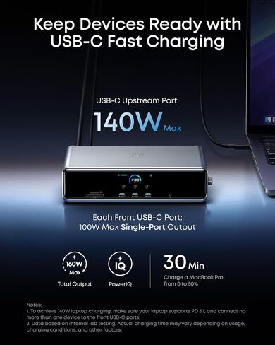 محطة إرساء Anker Prime (DL7400) وكابل USB C (حزمة) in Saudi Arabia