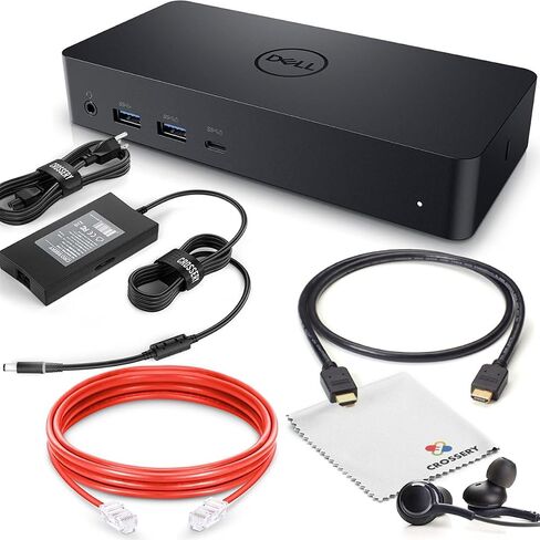 Dell D6000 Docking Station Bundle - Includes Universal Dell Dock, HDMI Cable, 130W Power Adapter, Ethernet Cable, Earbuds & Microfiber Cloth, Compatible with USB-C and Dual Monitors (Renewed) in Saudi Arabia