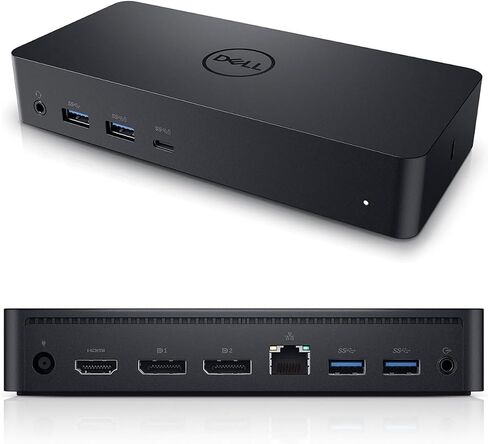 Dell D6000 Docking Station Bundle - Includes Universal Dell Dock, HDMI Cable, 130W Power Adapter, Ethernet Cable, Earbuds & Microfiber Cloth, Compatible with USB-C and Dual Monitors (Renewed) in Saudi Arabia