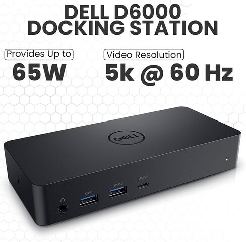 Dell D6000 Docking Station Bundle - Includes Universal Dell Dock, HDMI Cable, 130W Power Adapter, Ethernet Cable, Earbuds & Microfiber Cloth, Compatible with USB-C and Dual Monitors (Renewed) in Saudi Arabia