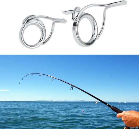 7Pcs Fishing Rod Guides Stainless Steel Double-Foot Guide Ring for Shallow Water Fishing in Saudi Arabia