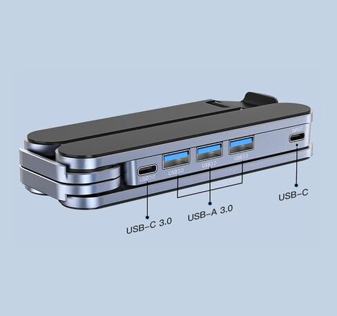 حامل كمبيوتر محمول صغير الحجم YUATAUY مع محطة إرساء محور USB بأربعة منافذ، قابل للطي وقابل للحمل وحامل ألومنيوم مريح قابل للتعديل بـ 6 مستويات، للسفر/المنزل/المكتب/المقهى، يناسب أجهزة MacBook/أجهزة الكمبيوتر المحمولة مقاس 10-16 بوصة in Saudi Arabia