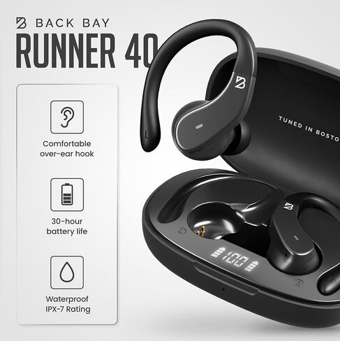 Back Bay Audio - Runner's Wireless Earbuds for Running, Workout Wrap Around Earbuds Bluetooth Headphones for Sports, Running Headphones, Hook Over The Ear Buds, Wrap Around Earphones with Earhooks in Saudi Arabia