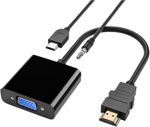 محول إلى V/GA ​​محول HDMI ذكر إلى V/GA ​​أنثى مع منفذ 3.5 مم + منفذ PD للكمبيوتر المكتبي صندوق التلفزيون M>oni>tor Projector (DP إلى VGA) in Saudi Arabia