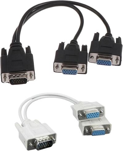 1pc 15Pin V/GA Male to 2 V/GA Svga Female Adapter Splitter Video M>oni>tor Cable Black Random Color in Saudi Arabia