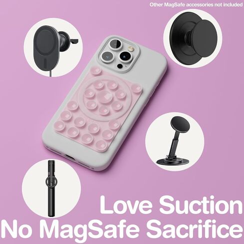 SEMBO UniSuction™ Removable & Restickable Silicone Suction Sticky Phone Grip with Reusable Nano Gel Mounting Tape with Built-in Magnet Ring, 2.44x3.47'', for iPhone, Hands-Free Selfie/Video (Black) in Kuwait