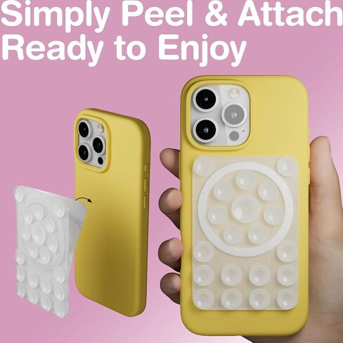 SEMBO UniSuction™ Removable & Restickable Silicone Suction Sticky Phone Grip with Reusable Nano Gel Mounting Tape with Built-in Magnet Ring, 2.44x3.47'', for iPhone, Hands-Free Selfie/Video (Black) in Kuwait