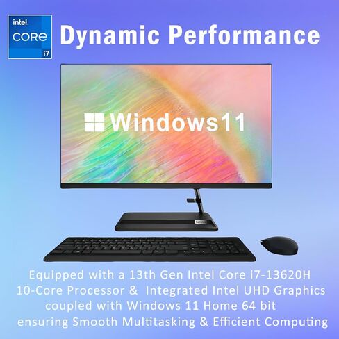 كمبيوتر مكتبي Lenovo IdeaCentre الكل في واحد، شاشة لمس FHD مقاس 27 بوصة، Intel Core i7-13620H، Intel UHD Graphics، Harman، كاميرا ويب، Wi-Fi 6، Win11 H، HDMI، مع ماوس ولوحة مفاتيح (ذاكرة الوصول العشوائي 32 جيجابايت | 1 تيرابايت PCIe SSD) in Saudi Arabia