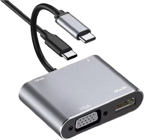 محول USB C إلى HDMI متوافق مع V/GA ​​TY>pe C Digital AV متعدد المنافذ 3 محول إلى 4K 1080P سريع لـ (2 رمادي 3 في 1) in Saudi Arabia