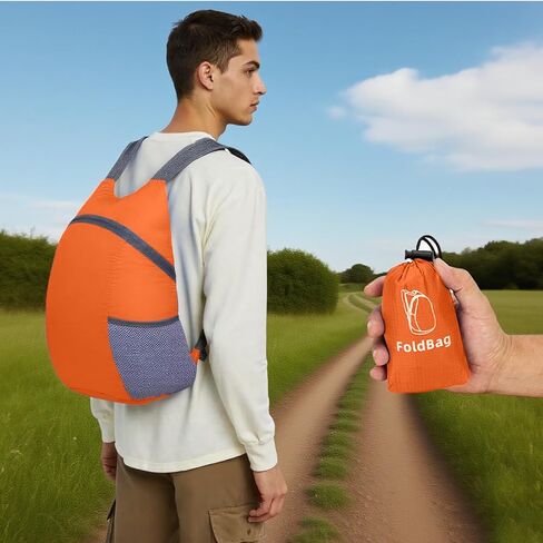حقيبة ظهر خفيفة الوزن للسفر Daypack مع جيب شبكي جانبي حقيبة حمل مدمجة للنساء والرجال والمشي لمسافات طويلة قطعة واحدة (أسود) in Saudi Arabia