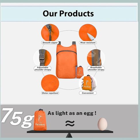 حقيبة ظهر خفيفة الوزن للسفر Daypack مع جيب شبكي جانبي حقيبة حمل مدمجة للنساء والرجال والمشي لمسافات طويلة قطعة واحدة (أسود) in Saudi Arabia