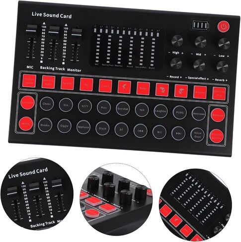 Portable Voice Changer Live Sound Card with Dsp Noise Reduction Audio Mixer for Streaming Karaoke Gaming Compatible with Computer Phone and Instruments in Kuwait